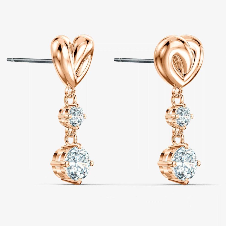 Joyer A Swarovski  | Pendientes Lifelong Heart Swarovski Chapados En Oro Rosa