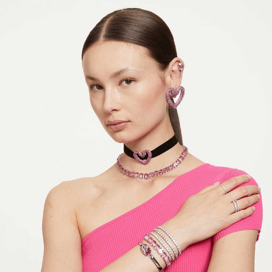 Joyer A Swarovski  | Pulsera Matrix Tennis Rosa Swarovski Ba Ada En Rodio