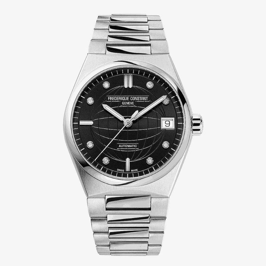 Relojes Frederique Constant  | Reloj Frederique Constant Ladies Autom Tico Brazalete Acero Plateado Esfera Negra