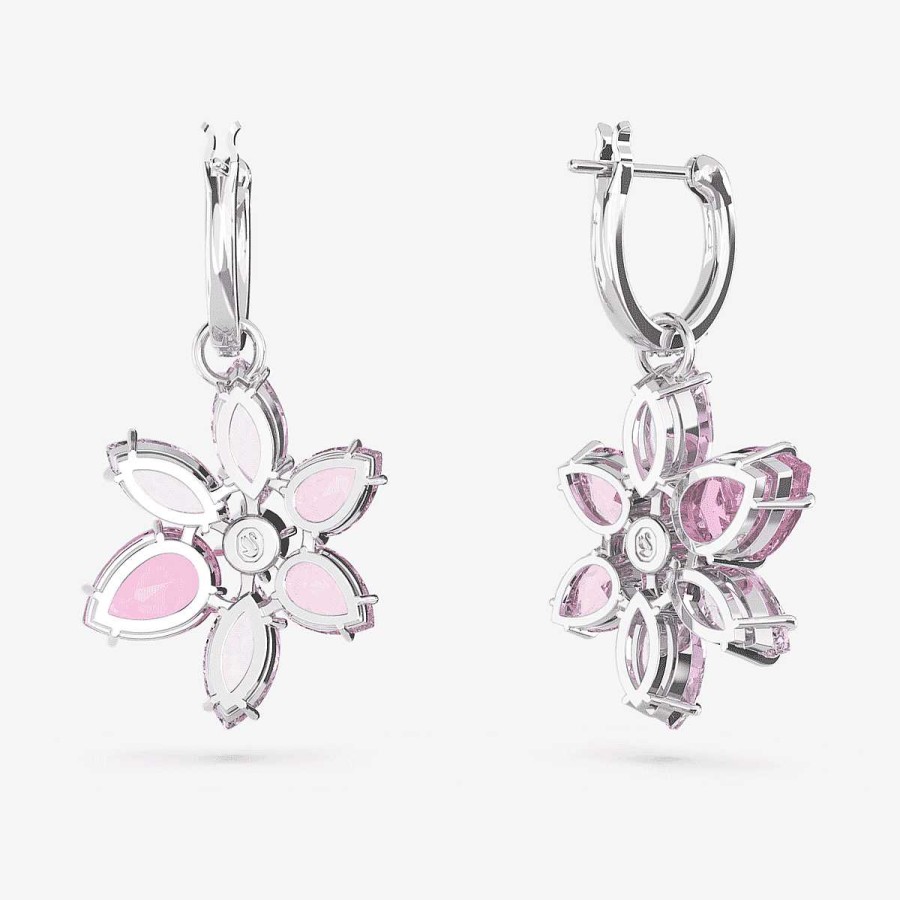 Joyer A Swarovski  | Pendientes Gema. Tallas Mixtas, Flor, Rosas, Ba O De Rodio Swarovski