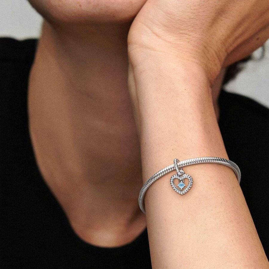 Joyer A Pandora  | Charm Colgante Pandora Coraz N De Esferas Azul Cielo
