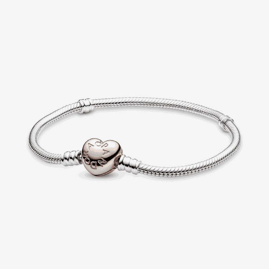 Joyer A Pandora  | Pulsera Pandora Moments Con Cierre De Coraz N Y Dise O Cadena De Serpiente