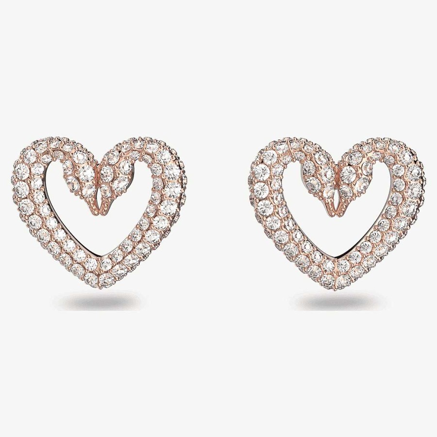 Joyer A Swarovski  | Pendientes De Bot N Una Swarovski Chapados En Oro Rosa