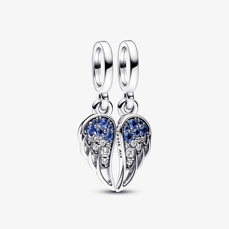 Joyer A Pandora  | Charm Colgante Pandora Alas De Ngel Divisibles Brillantes