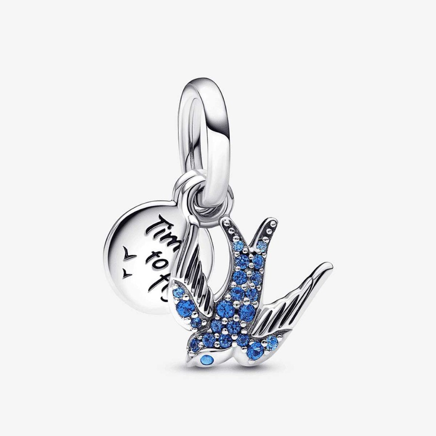 Joyer A Pandora  | Charm Colgante Pandora Doble Golondrina Brillante
