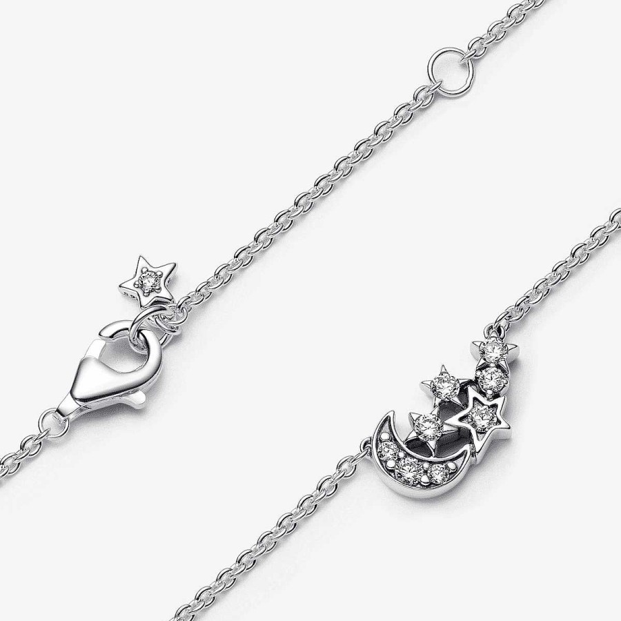 Joyer A Pandora  | Collar Pandora Luna Y Estrella Brillantes