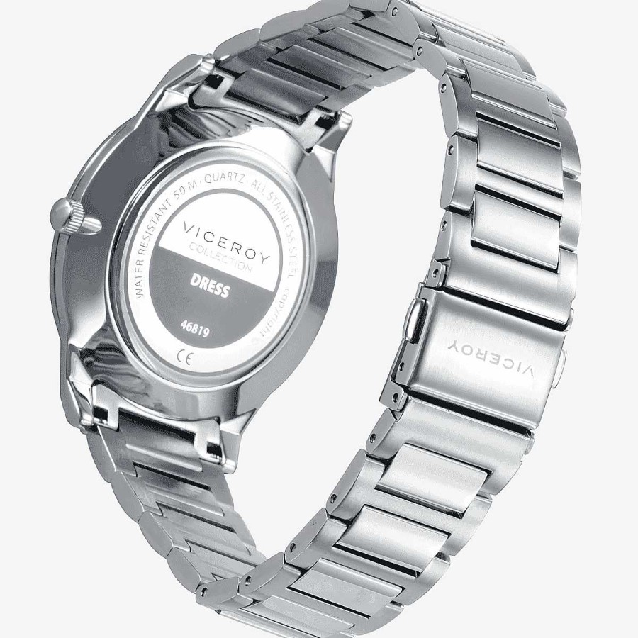 Relojes Viceroy  | Reloj Viceroy Dress, Brazalete Acero Plateado, Esfera Negra