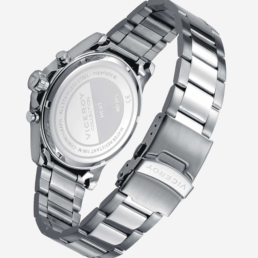 Relojes Viceroy  | Reloj Viceroy Heat, Cron Grafo, Brazalete Acero Plateado, Esfera Negra