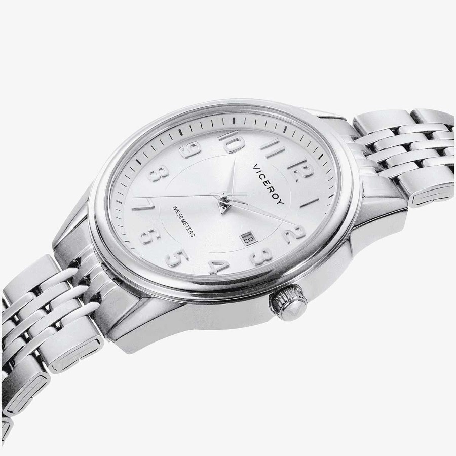 Relojes Viceroy  | Reloj Viceroy Grand, Tres Agujas, Brazalete Acero Plateado, Espera Plateada