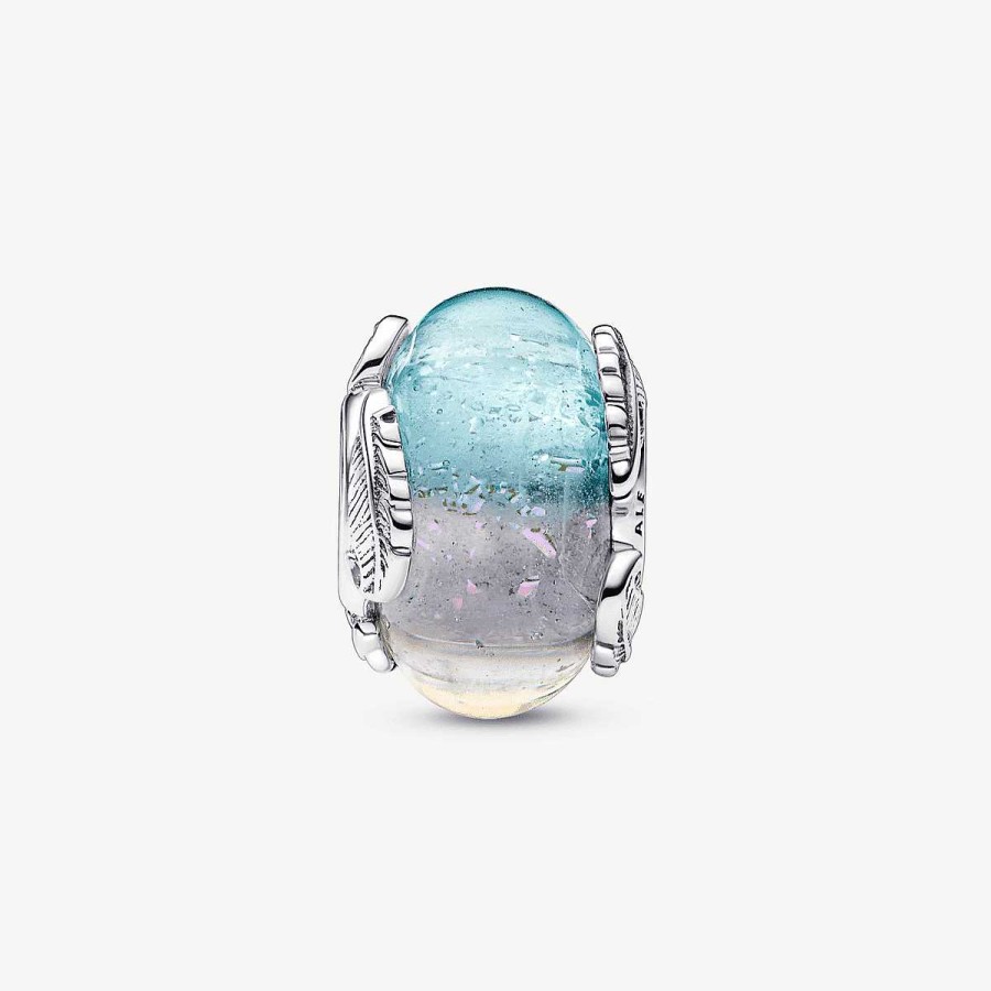 Joyer A Pandora  | Charm Pandora De Cristal De Murano Pluma Curvada