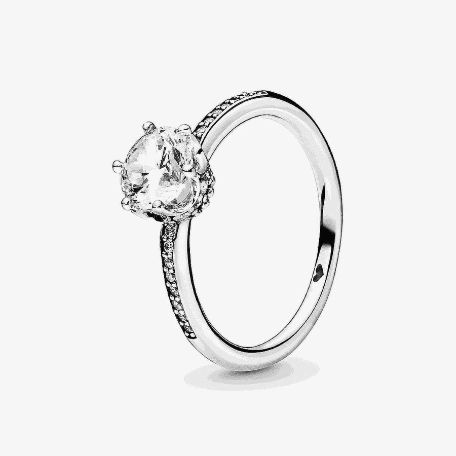 Joyer A Pandora  | Anillo Pandora Corona Resplandor Transparente