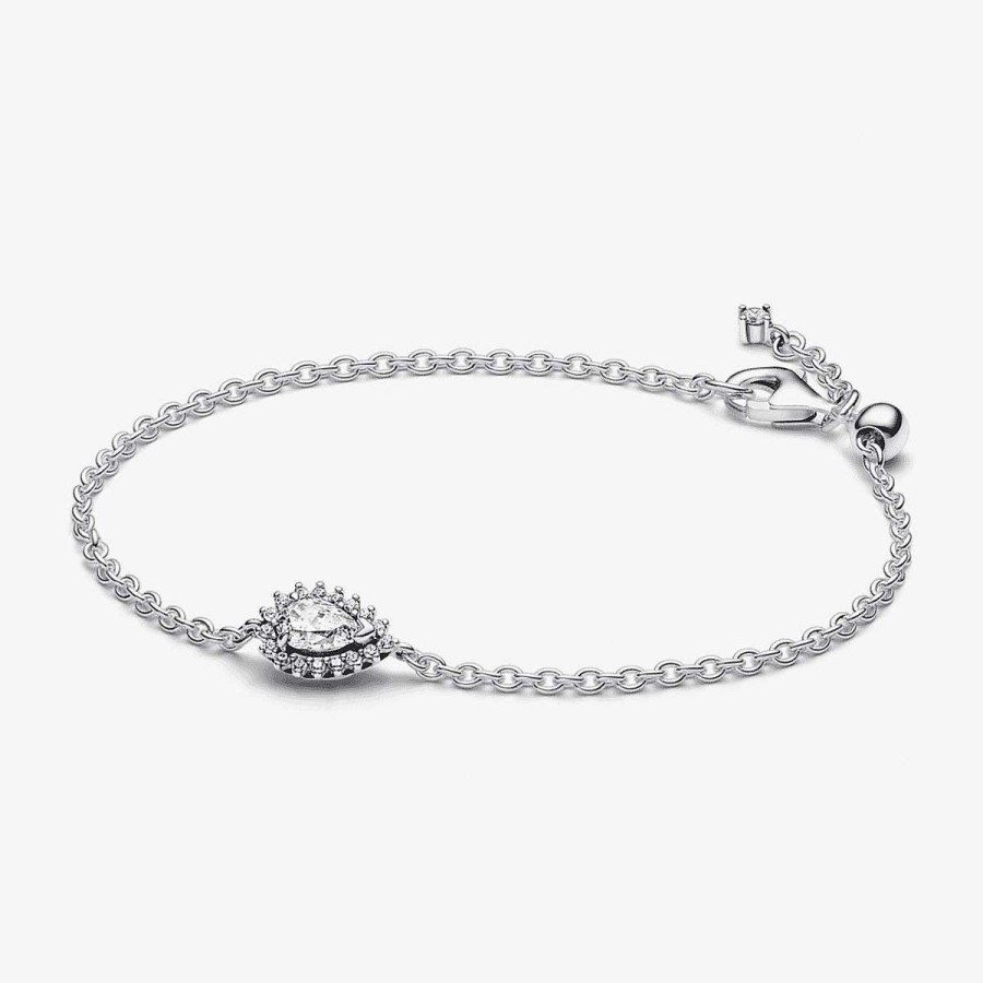 Joyer A Pandora  | Pulsera Pandora Halo Brillante Corte Pera