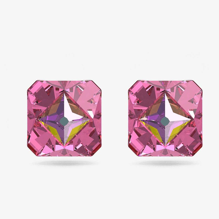 Joyer A Swarovski  | Pendientes De Bot N Ortyx Rosa Swarovski Chapados En Oro