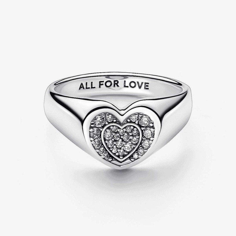 Joyer A Pandora  | Anillo Pandora Sello Coraz N Radiante En Pav