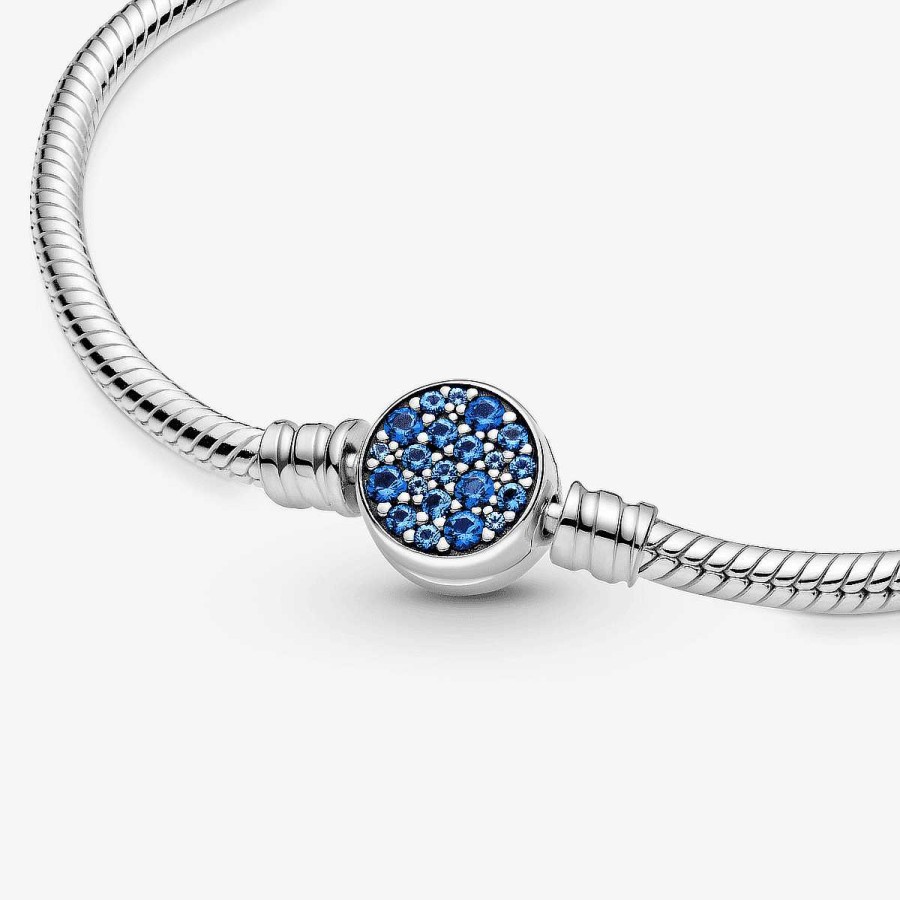 Joyer A Pandora  | Pulsera Pandora Moments Cadena De Serpiente Cierre Azul Brillante