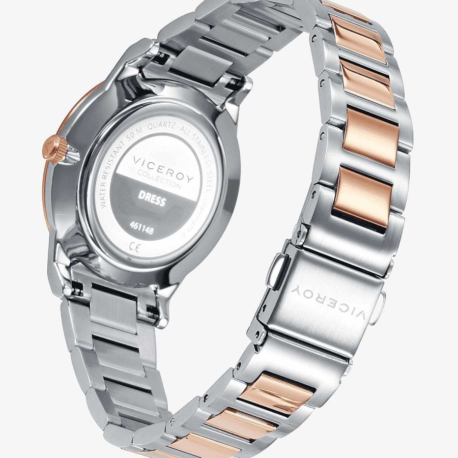 Relojes Viceroy  | Reloj Viceroy Dress, Brazalete Acero Bicolor, Esfera Negra