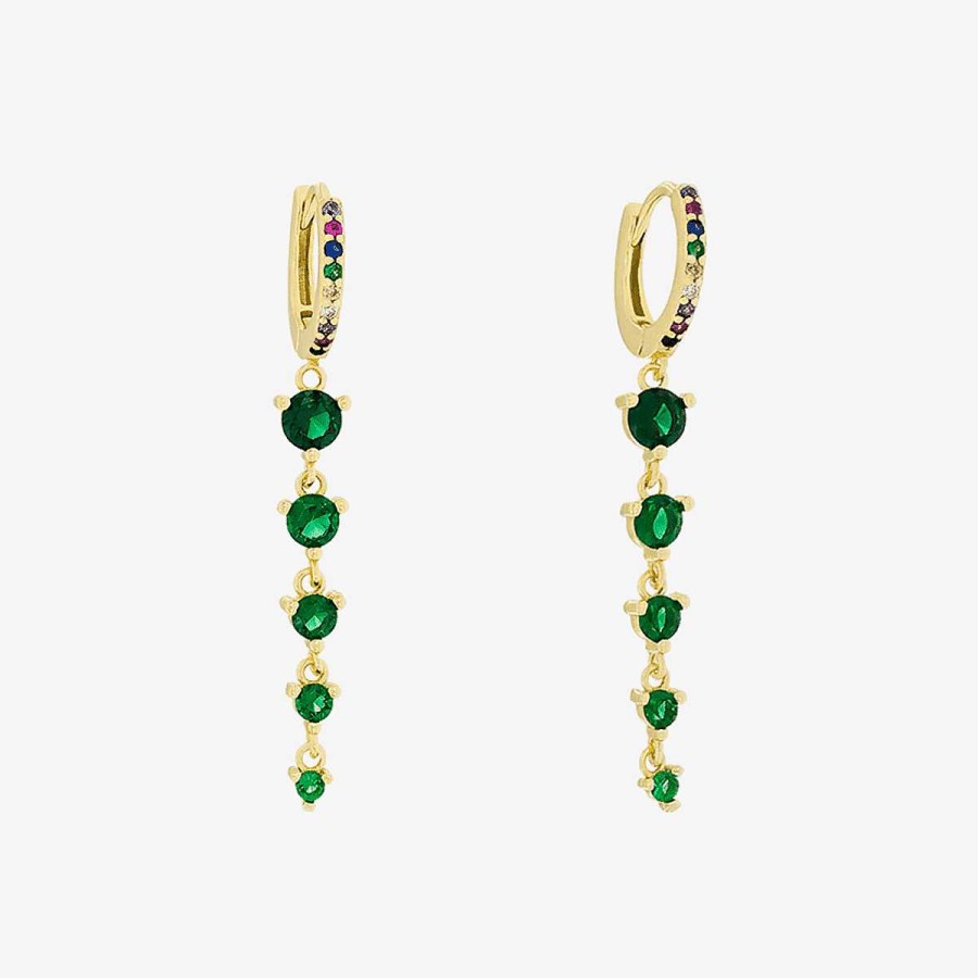 Joyer A B&U  | Aros De Plata Green Tears, Chapados En Oro