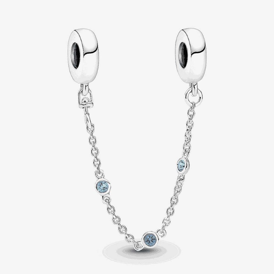 Joyer A Pandora  | Cadena Pandora De Seguridad Tres Gemas Azules