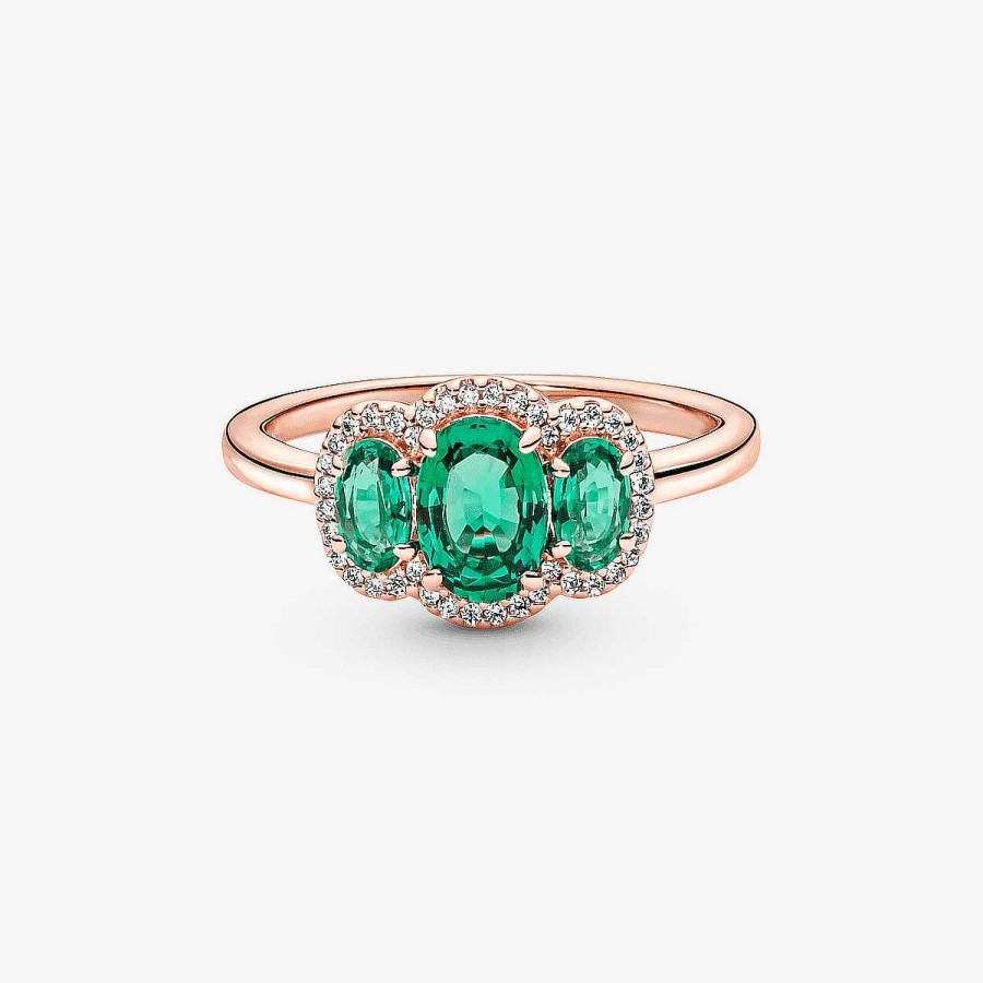 Joyer A Pandora  | Anillo Pandora Vintage Tres Piedras Chapado En Oro Rosa