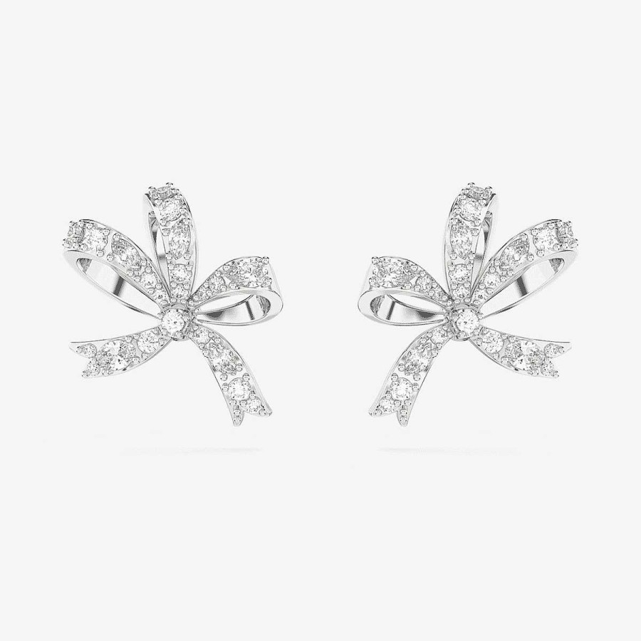Joyer A Swarovski  | Pendientes De Bot N Volta Lazo Swarovski Ba Ados En Rodio