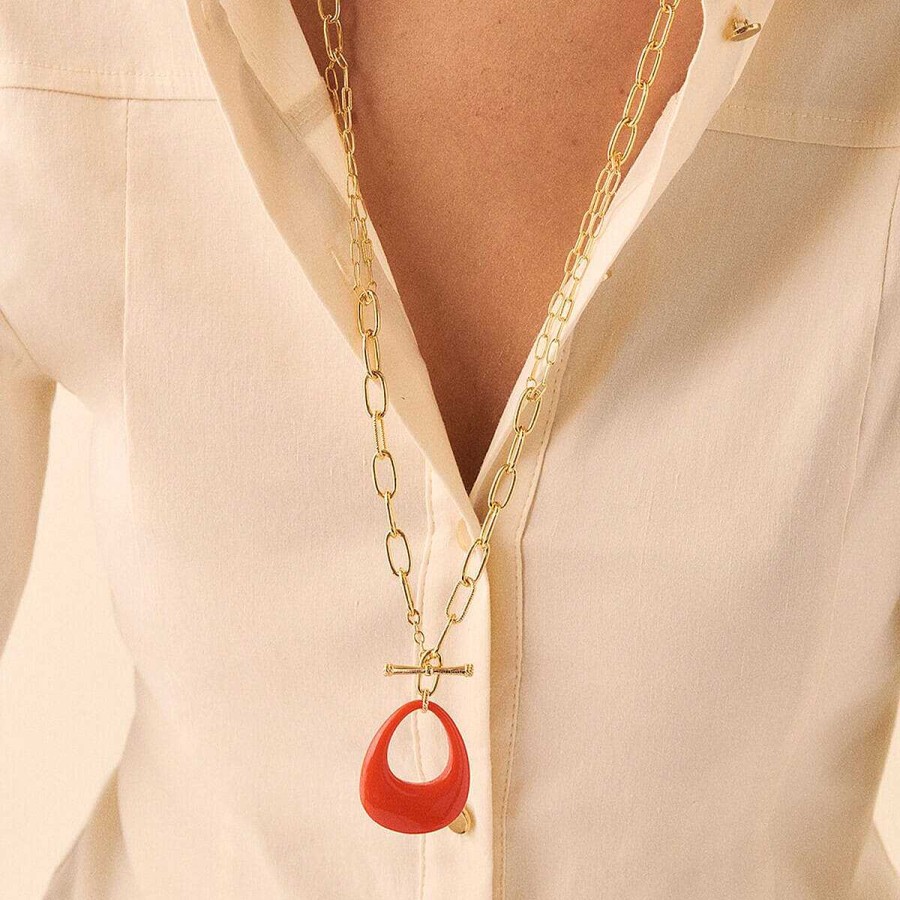 Joyer A Agatha Paris  | Collar Largo Brigitte De Agatha Paris – Naranja / Oro