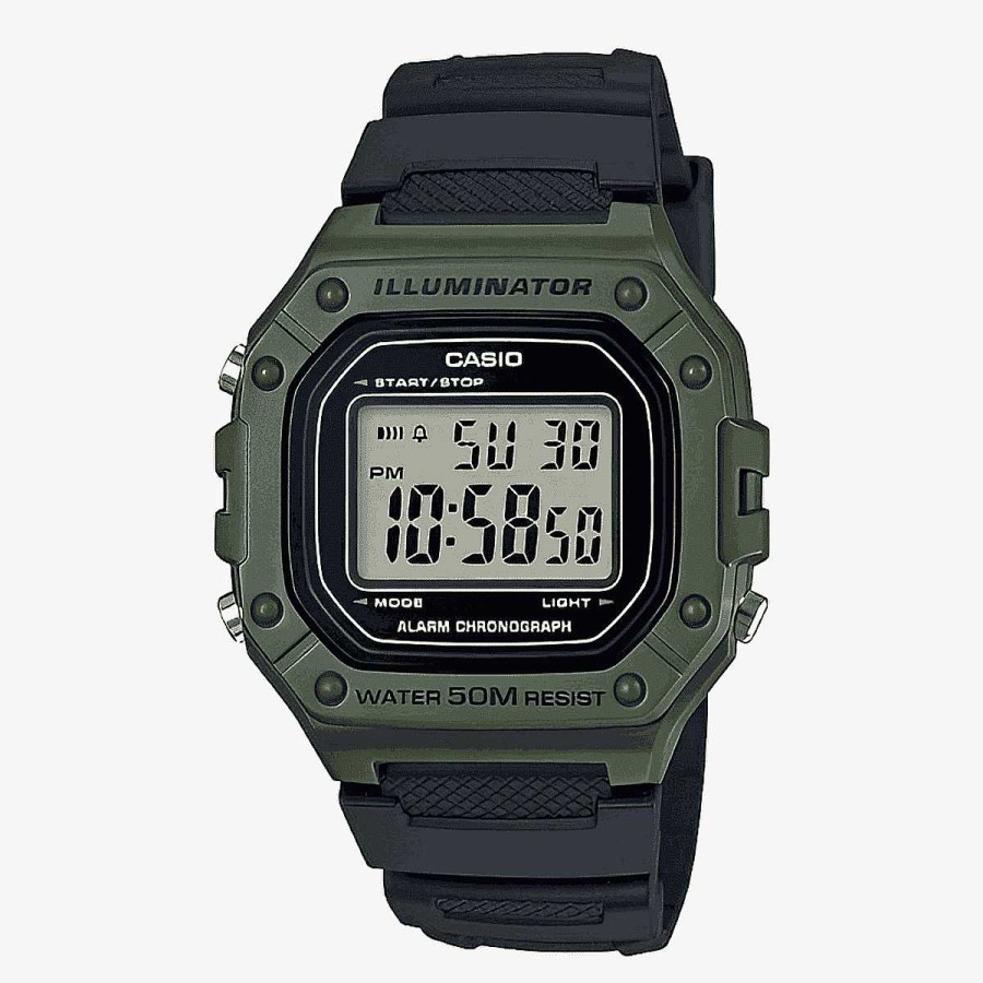 Relojes Casio  | Reloj Casio Collection Illuminator Pl Stico Negro Caja Verde