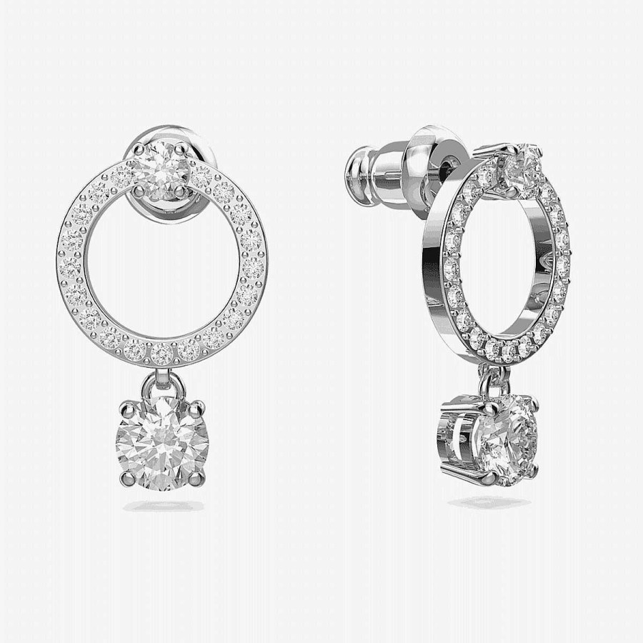 Joyer A Swarovski  | Pendientes De Aro Attract Swarovski Ba Ados En Rodio