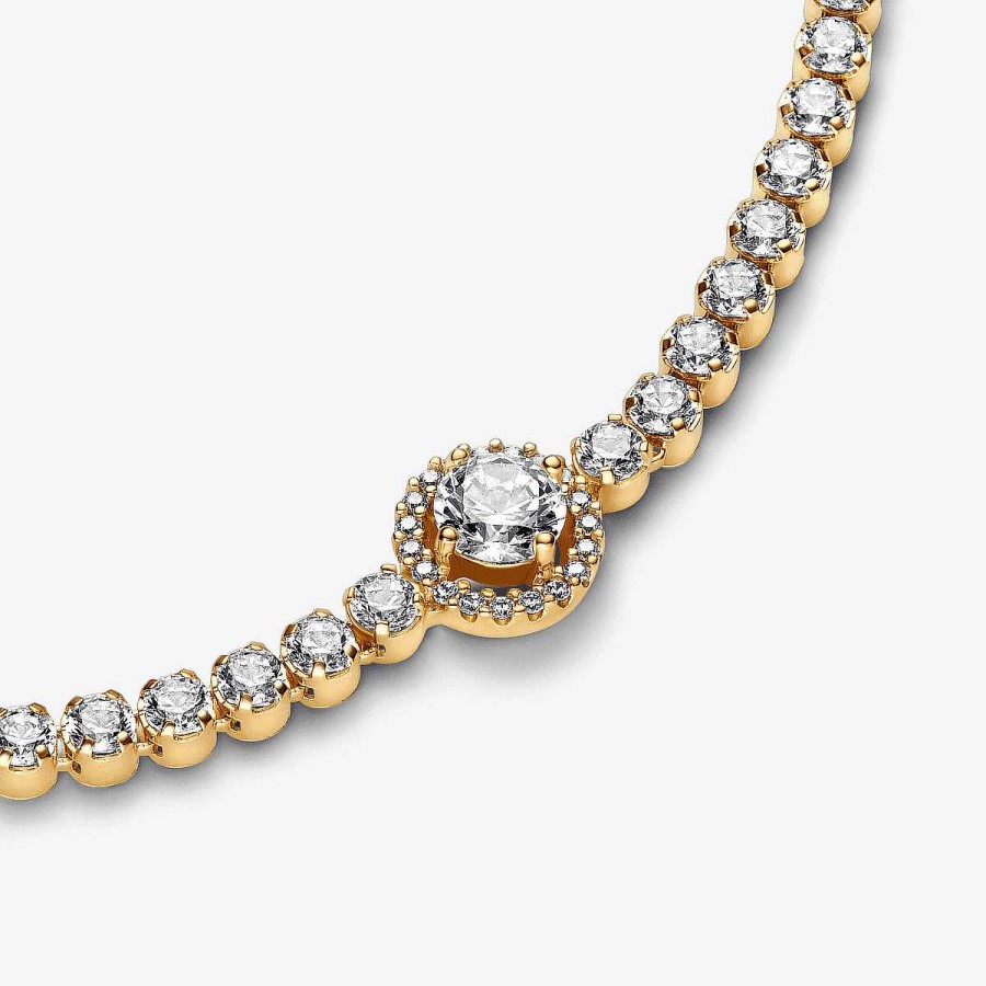Joyer A Pandora  | Pulsera Pandora Tenis Halo Brillante