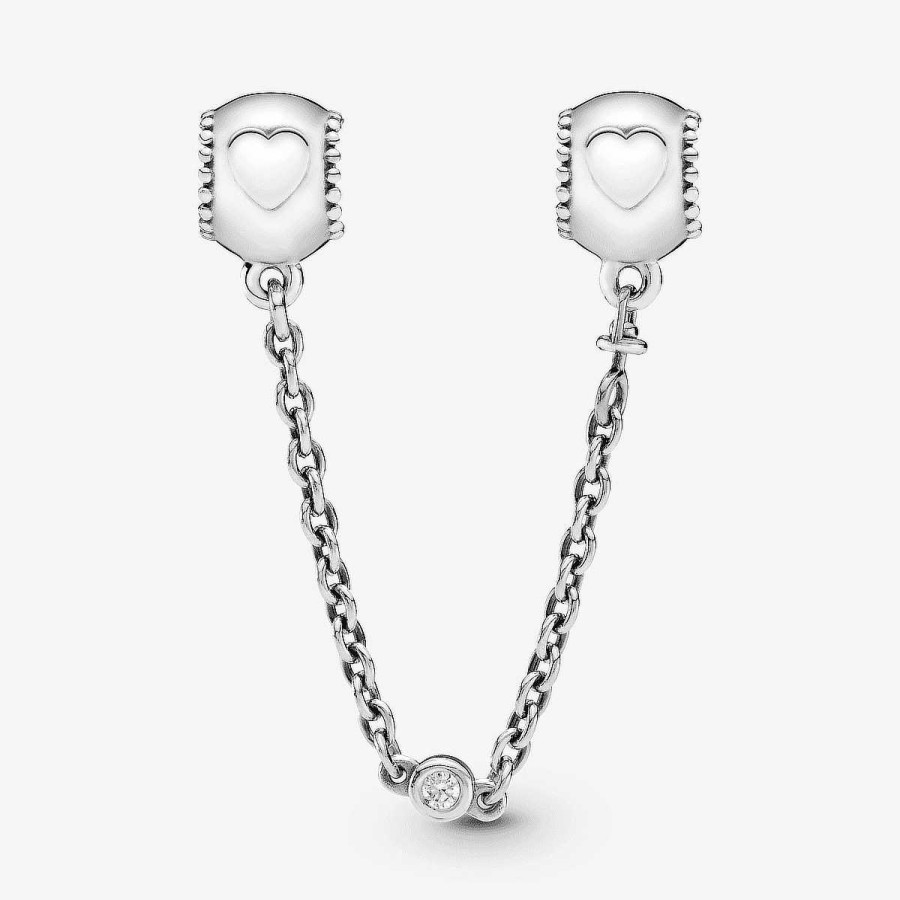 Joyer A Pandora  | Cadena Pandora De Seguridad En Plata De Ley Corazones Ocultos