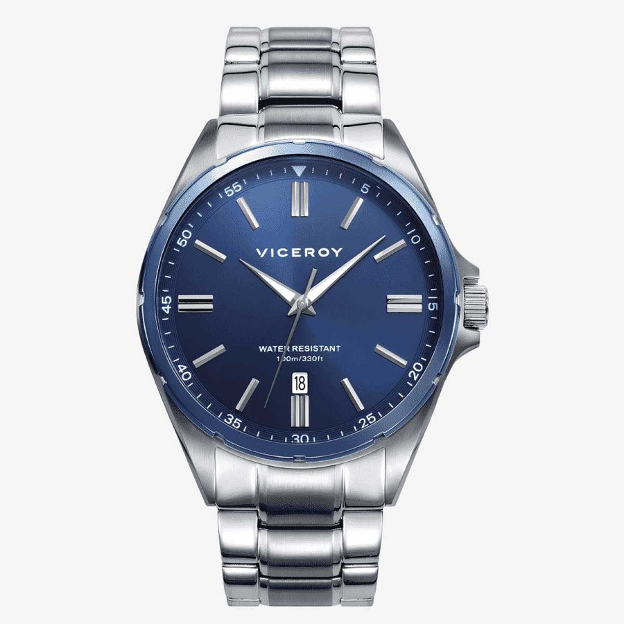 Relojes Viceroy  | Reloj Viceroy Magnum, 2 Agujas, Brazalete Acero Plateado, Esfera Azul