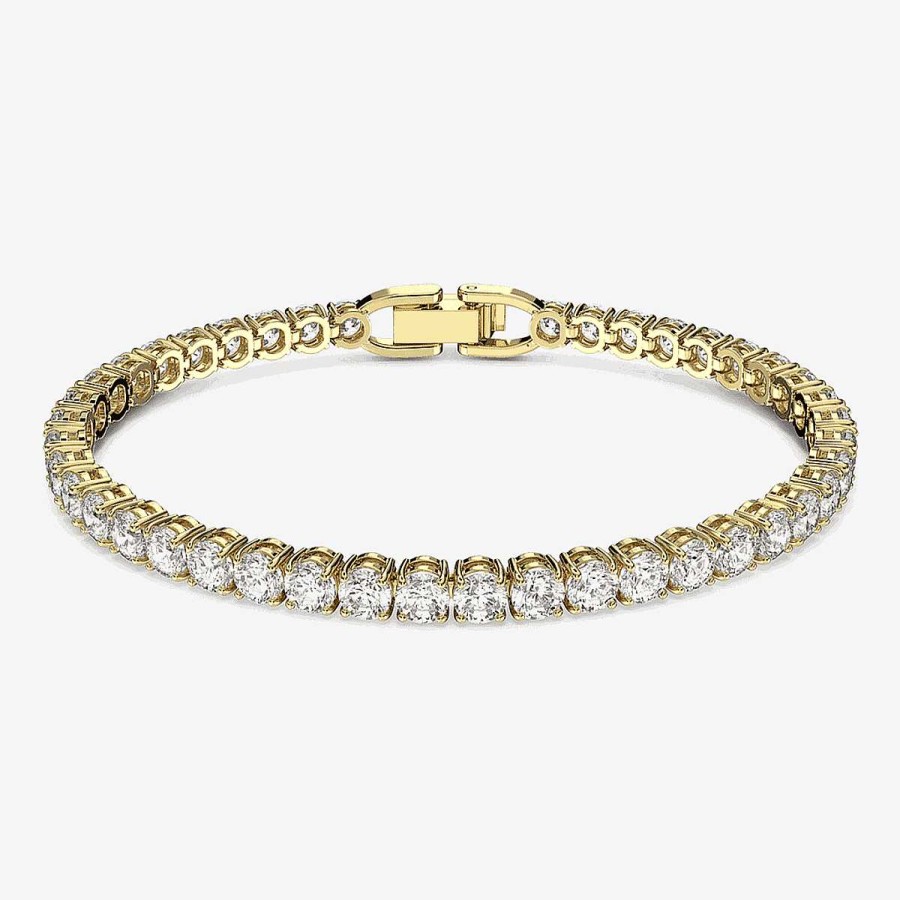 Joyer A Swarovski  | Pulsera Tennis Deluxe Swarovski Chapada En Oro