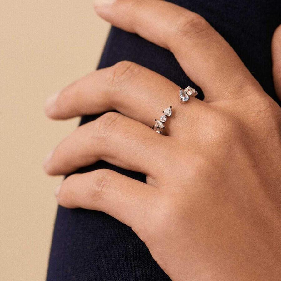 Joyer A Agatha Paris  | Anillo Fino Jackie De Agatha Paris – Plata / Azul Aguamarina