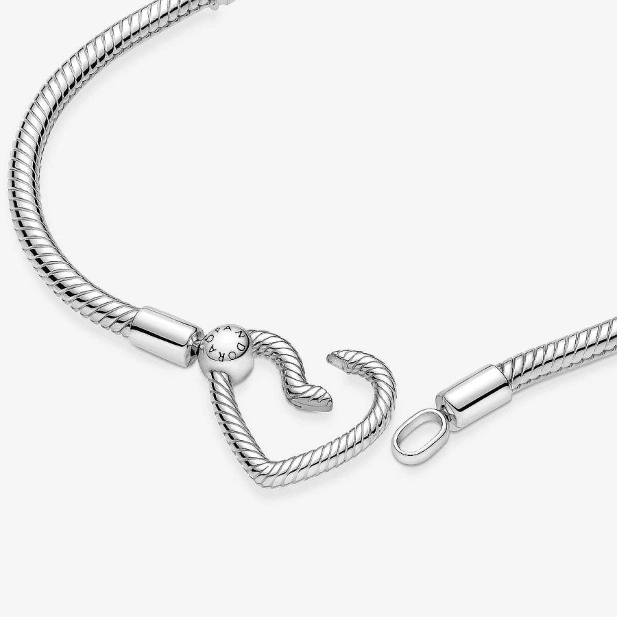 Joyer A Pandora  | Pulsera Pandora Moments Cadena De Serpiente Con Cierre De Coraz N