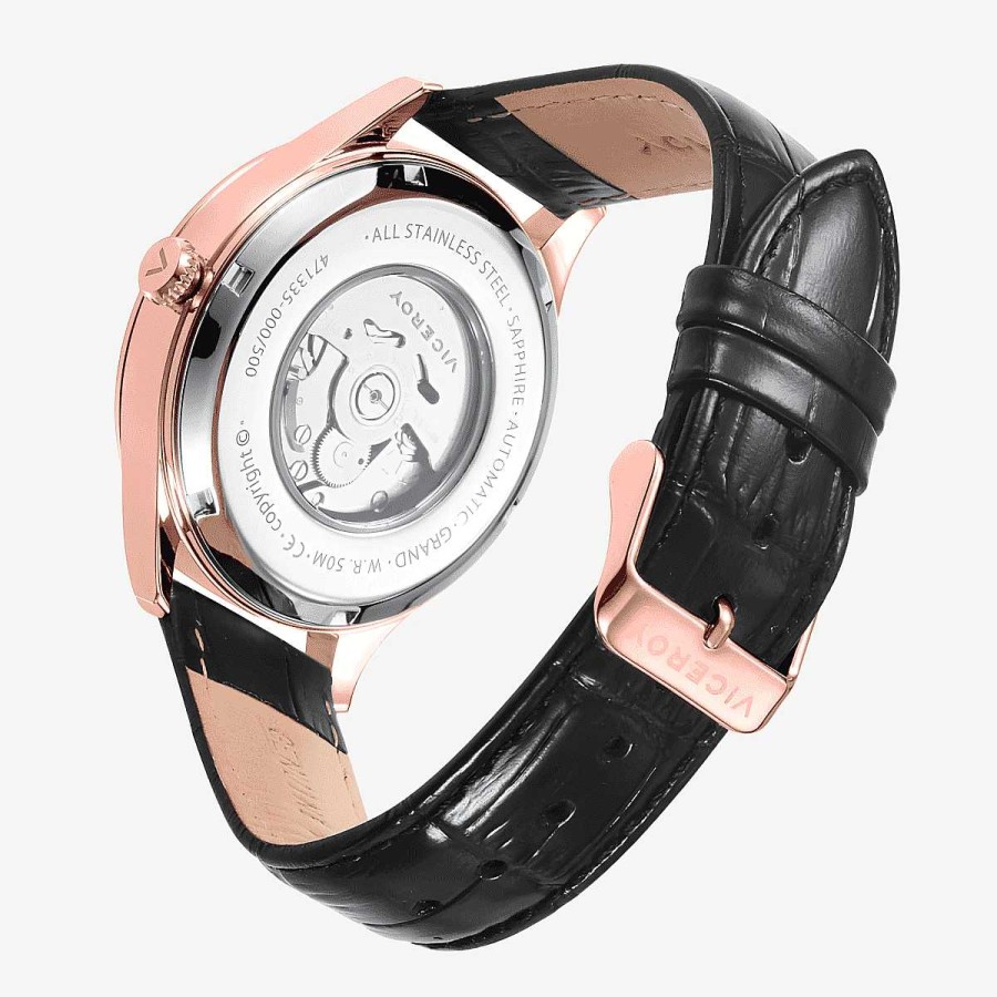 Relojes Viceroy  | Reloj Viceroy Grand, Autom Tico, Brazalete Piel Negro, Esfera Plateada