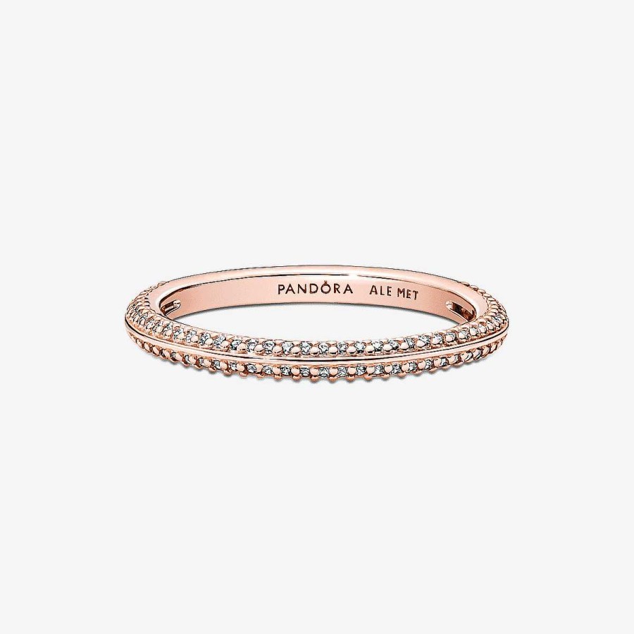 Joyer A Pandora  | Anillo Pav Brillante Pandora Me Chapado En Oro Rosa