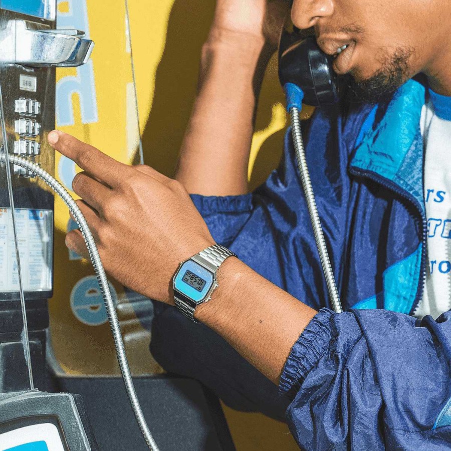 Relojes Casio  | Reloj Casio Vintage Iconic Acero Plateado Esfera Degradada Azul