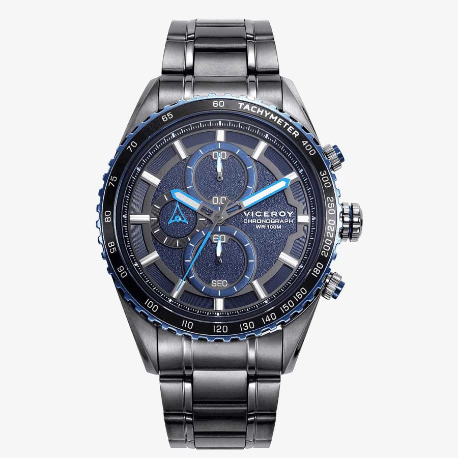 Relojes Viceroy  | Reloj Viceroy Magnum, Cron Grafo, Brazalete Acero Gris, Esfera Azul