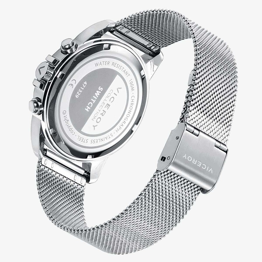Relojes Viceroy  | Reloj Viceroy Switch, Cron Grafo, Brazalete Malla Acero Plateado, Esfera Azul