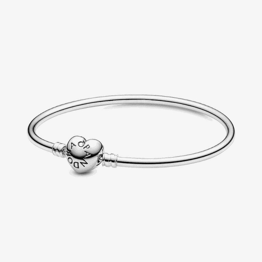 Joyer A Pandora  | Pulsera Pandora R Gida Moments En Plata De Ley Con Cierre Coraz N Para Charms