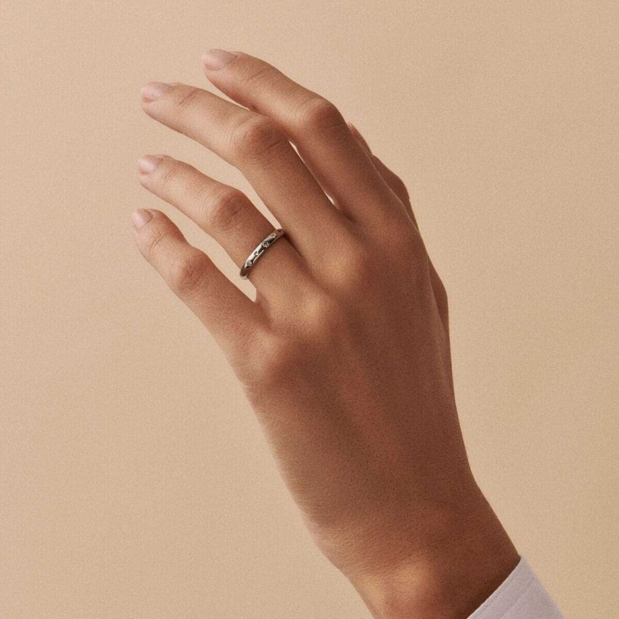 Joyer A Agatha Paris  | Anillo Fino Alianza De Agatha Paris – Cristal / Plateado