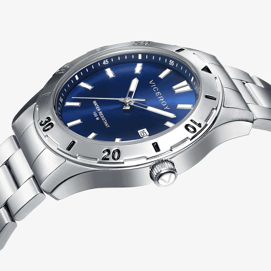 Relojes Viceroy  | Reloj Viceroy Heat, Tres Agujas, Brazalete Acero Plateado, Esfera Azul