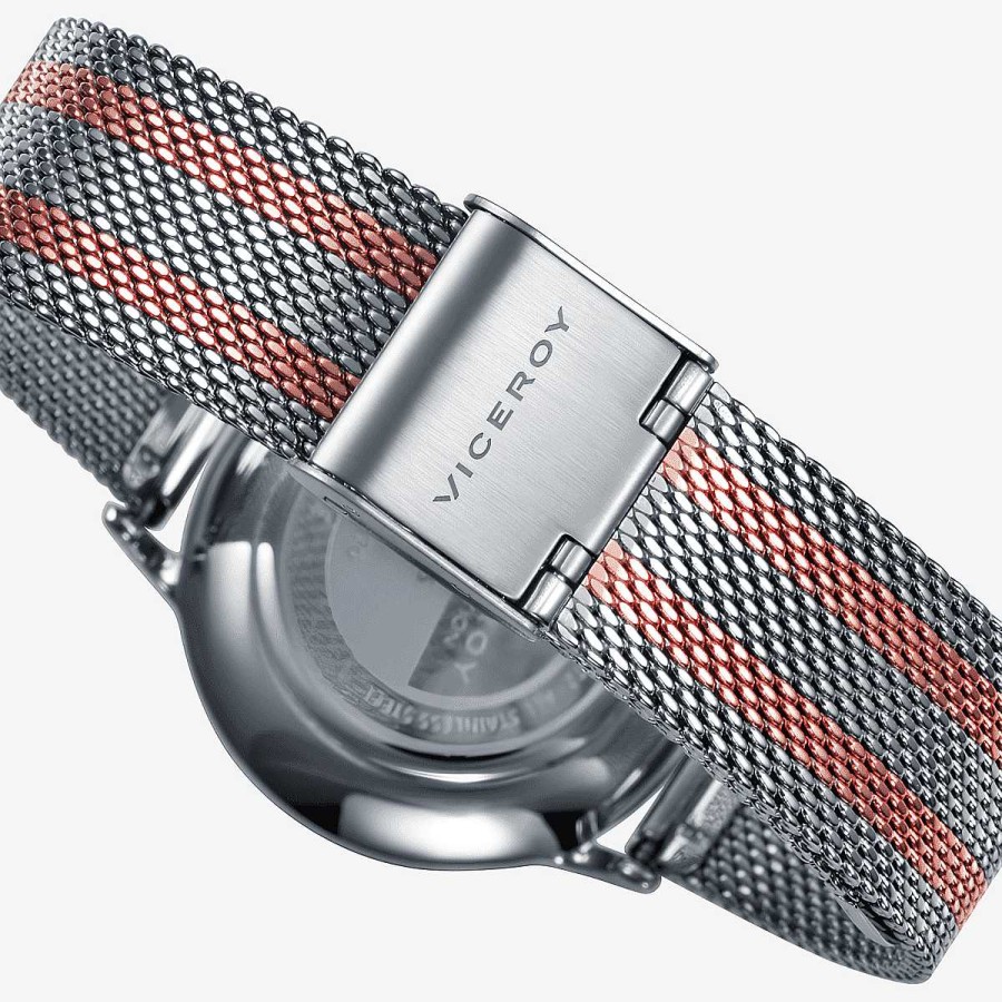 Relojes Viceroy  | Reloj Viceroy Kiss, 3 Agujas, Brazalete Malla Acero Bicolor, Esfera Blanca