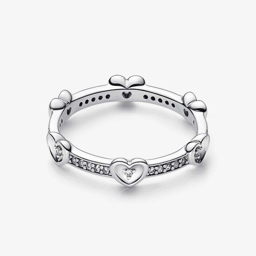 Joyer A Pandora  | Anillo Pandora Corazones Radiantes Brillantes