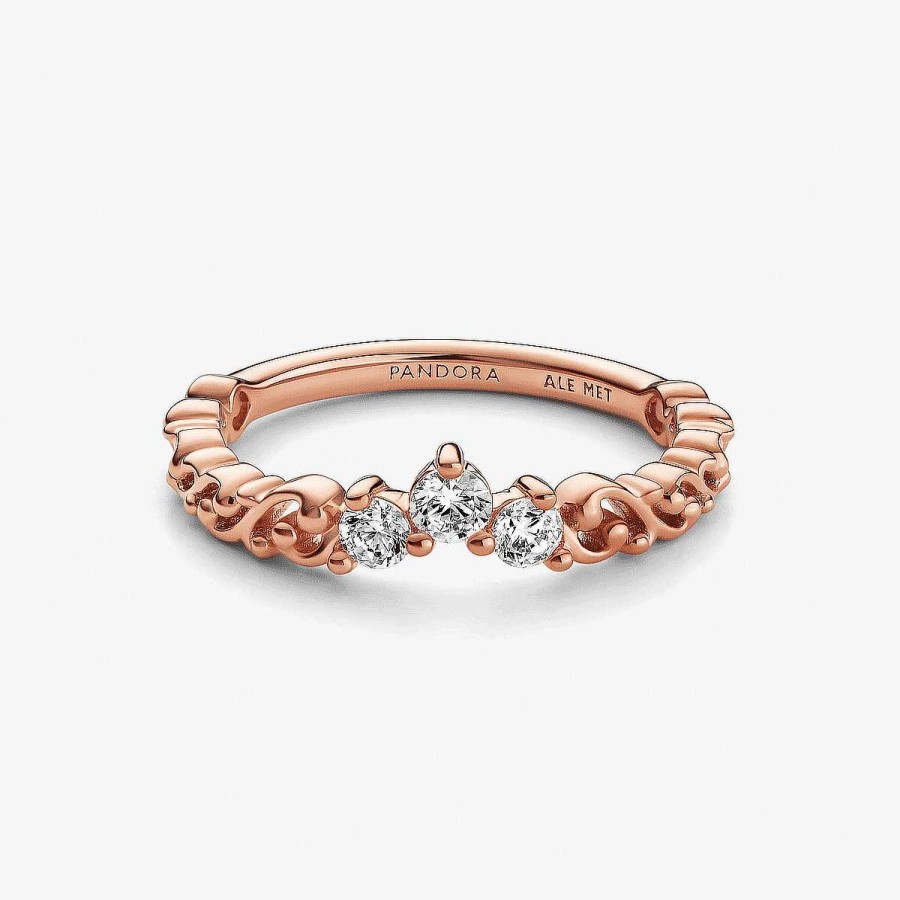 Joyer A Pandora  | Anillo Pandora Tiara Real Remolino Chapado En Oro Rosa
