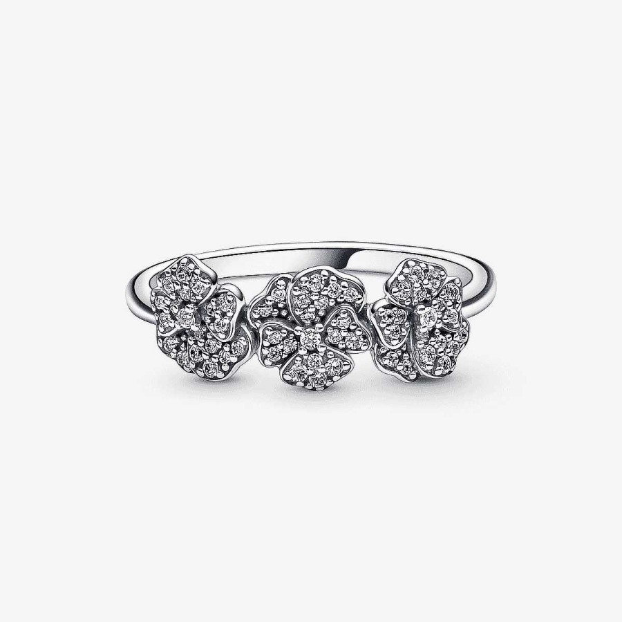 Joyer A Pandora  | Anillo Pandora Triple Flor Pensamiento