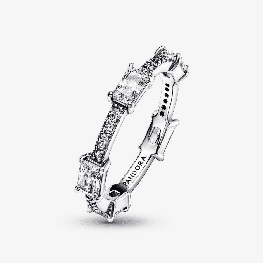 Joyer A Pandora  | Anillo Pandora Barras Rectangulares Brillantes En Pav