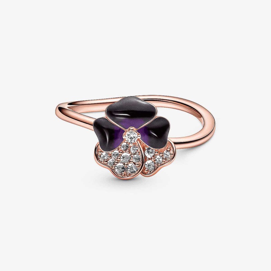 Joyer A Pandora  | Anillo Pandora Flor Pensamiento Morado