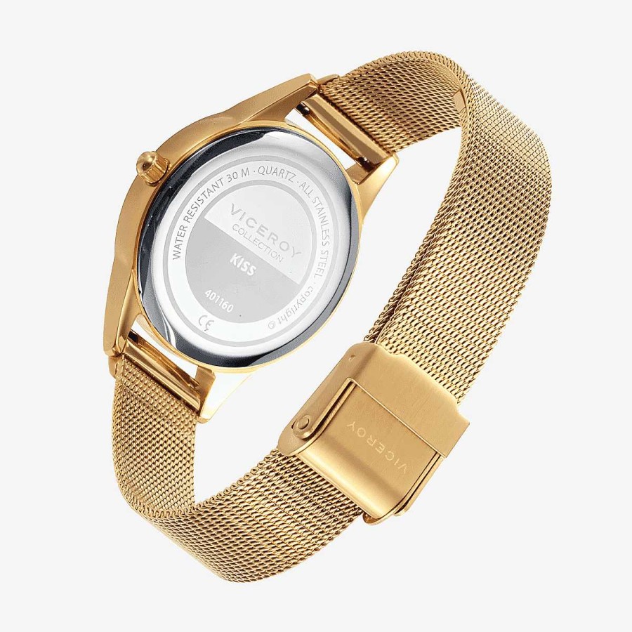 Relojes Viceroy  | Reloj Viceroy Kiss, Brazalete Malla Acero Dorado, Esfera Rosa