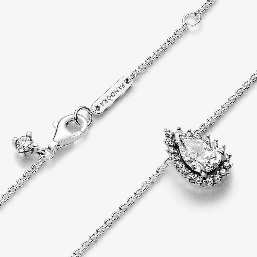Joyer A Pandora  | Collar Pandora Halo Brillante Corte Pera