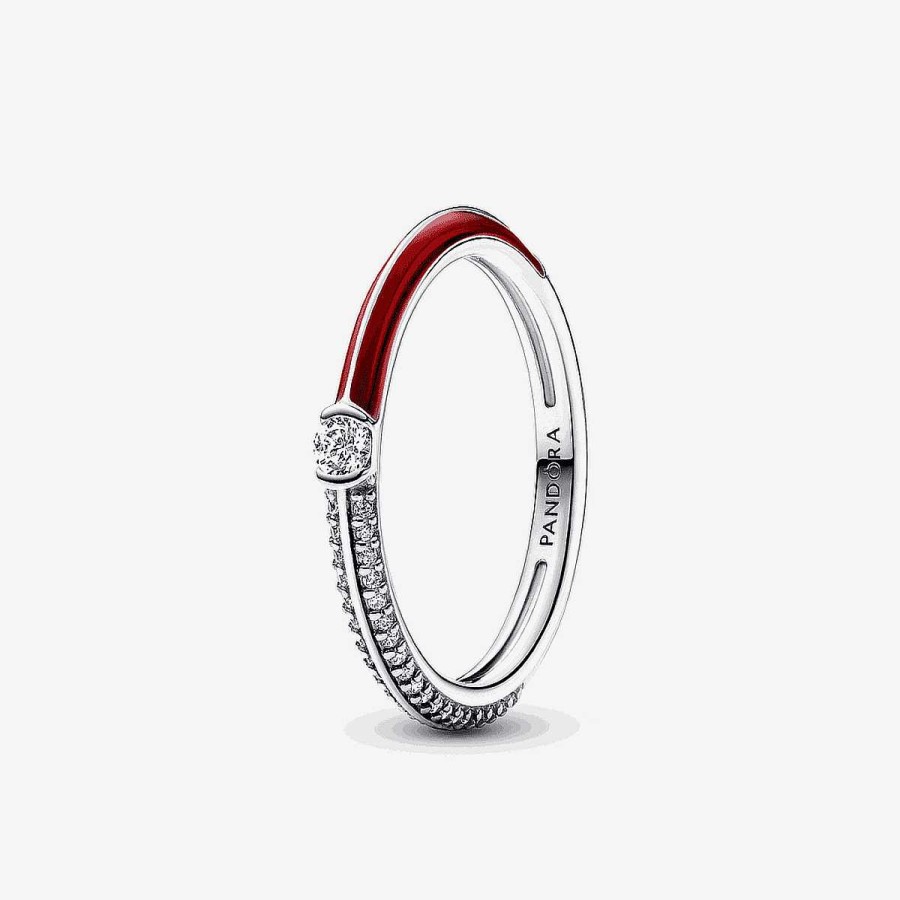 Joyer A Pandora  | Anillo Dual Rojo Y Pav De Pandora Me